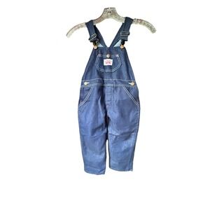 Round House Kids Dark Wash Denim‎ Bib Overalls Made in USA Size 4 NWT